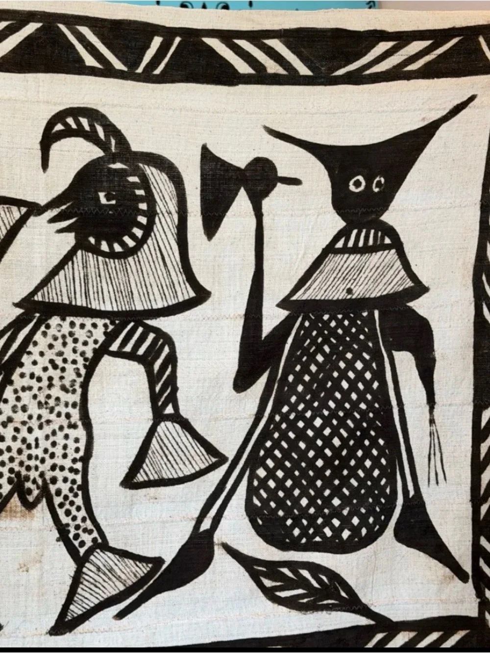 Vintage African Korhogo Cloth Senufo Hand-Painted Mud Cloth Tapestry 50